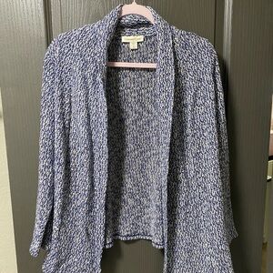 Coldwater Creek Textured Blue and White Cardigan